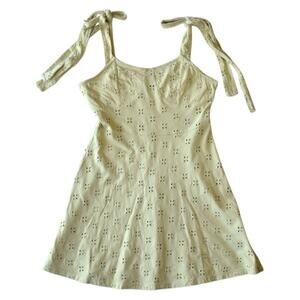 ASOS Design Light Sage Green Eyelet Cotton Skater Dress Size 6